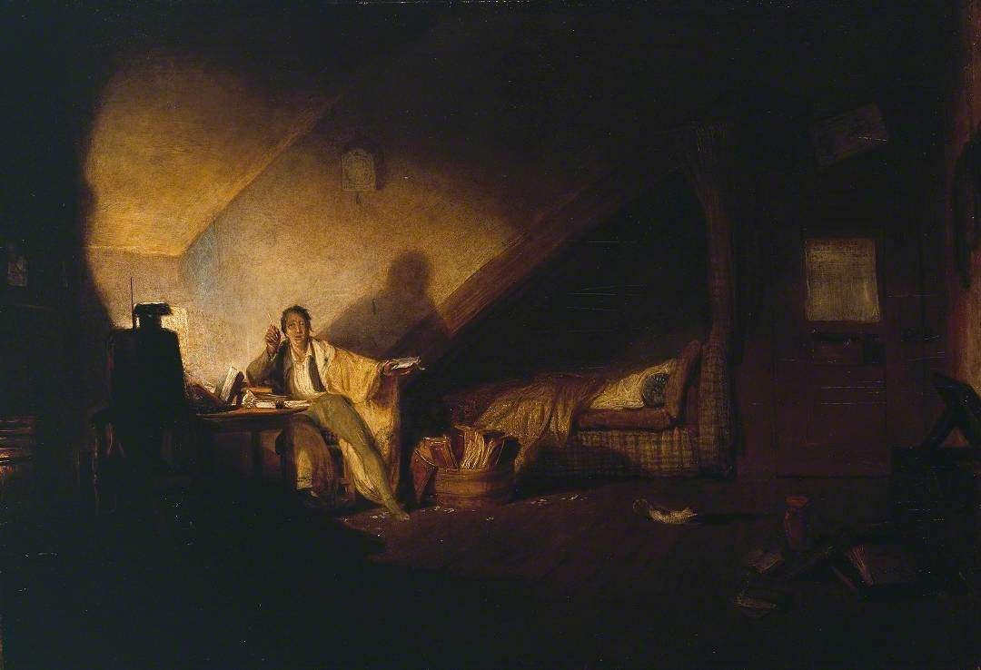 An artist sulks in his dimly lit studio