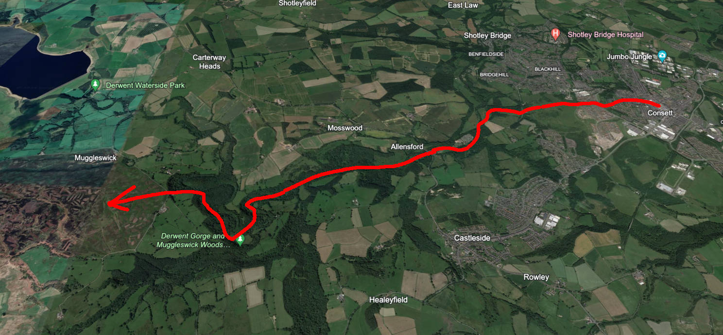 A map showing the planned route
