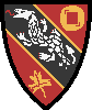 Gules, on a bend Sable fimbriated Or between in chief a bezant pierced square and in base a maple leaf Or a three clawed Chinese dragon passant Argent langued Gules.