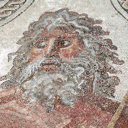 Ancient mosaic of Poseidon