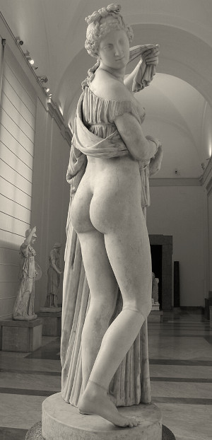 A well-endowed statue of Aphrodite.
